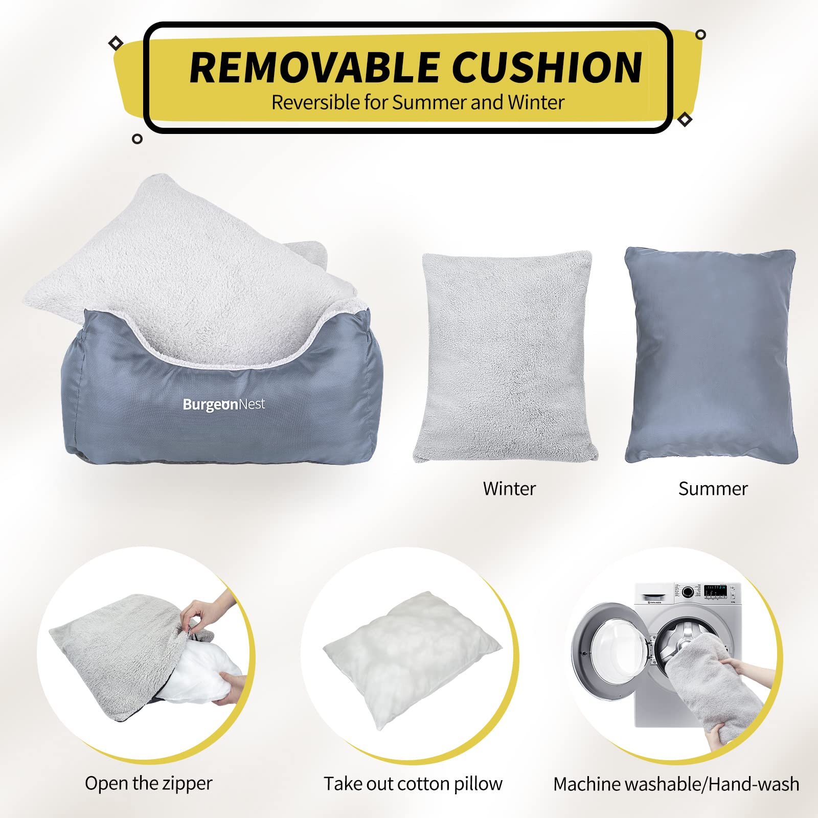 BurgeonNest dog car seat detachable-zipper design simplifies washing and maintenance.