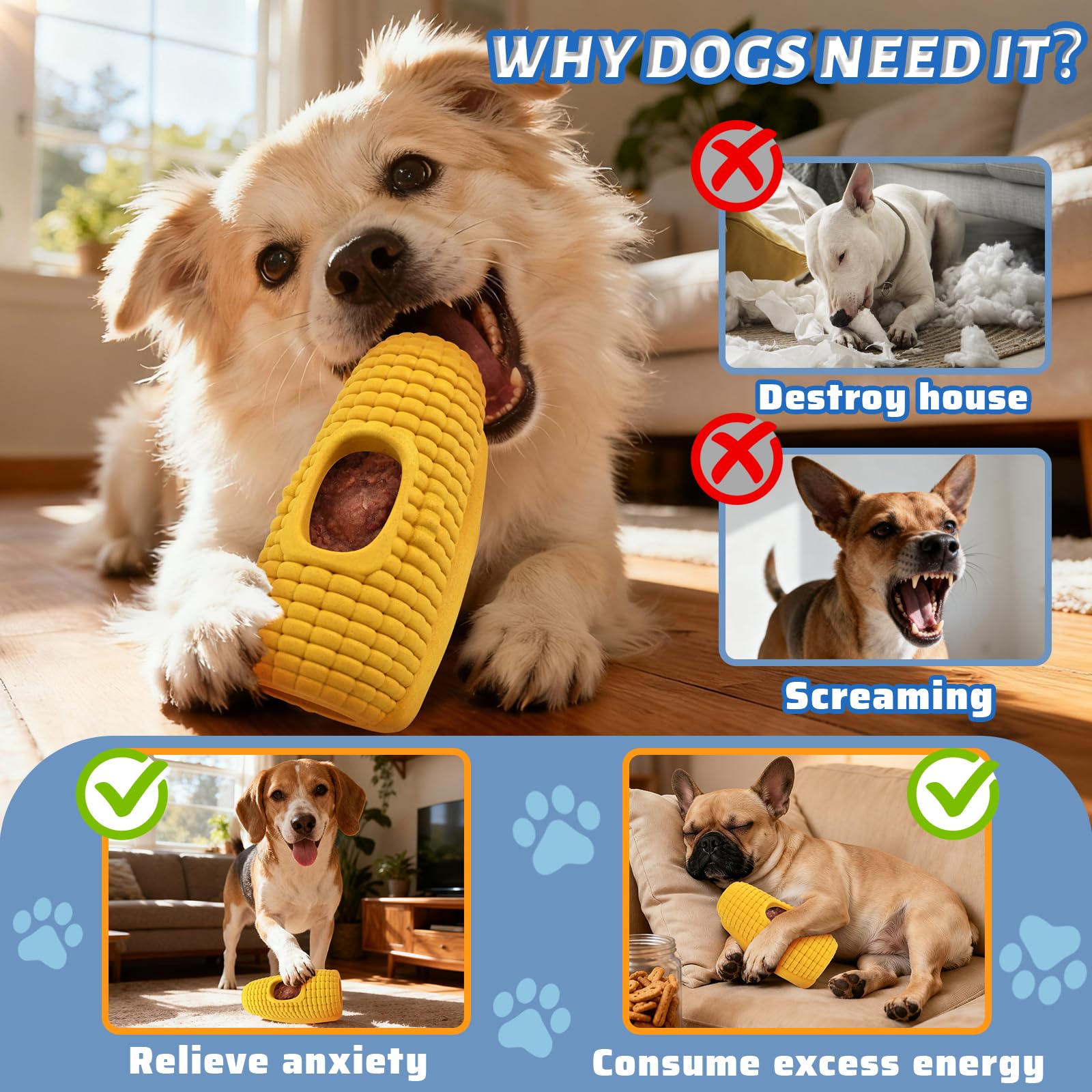 BURIESUR dog chew toy flat base for stable licking and foraging