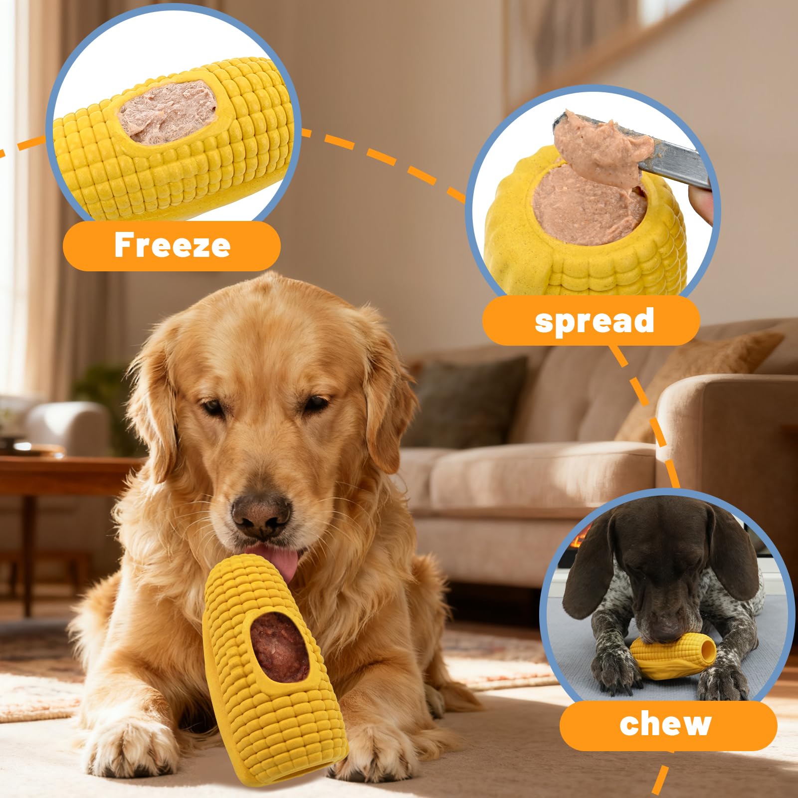 BURIESUR dog chew toy grooved texture cleans teeth during chewing sessions