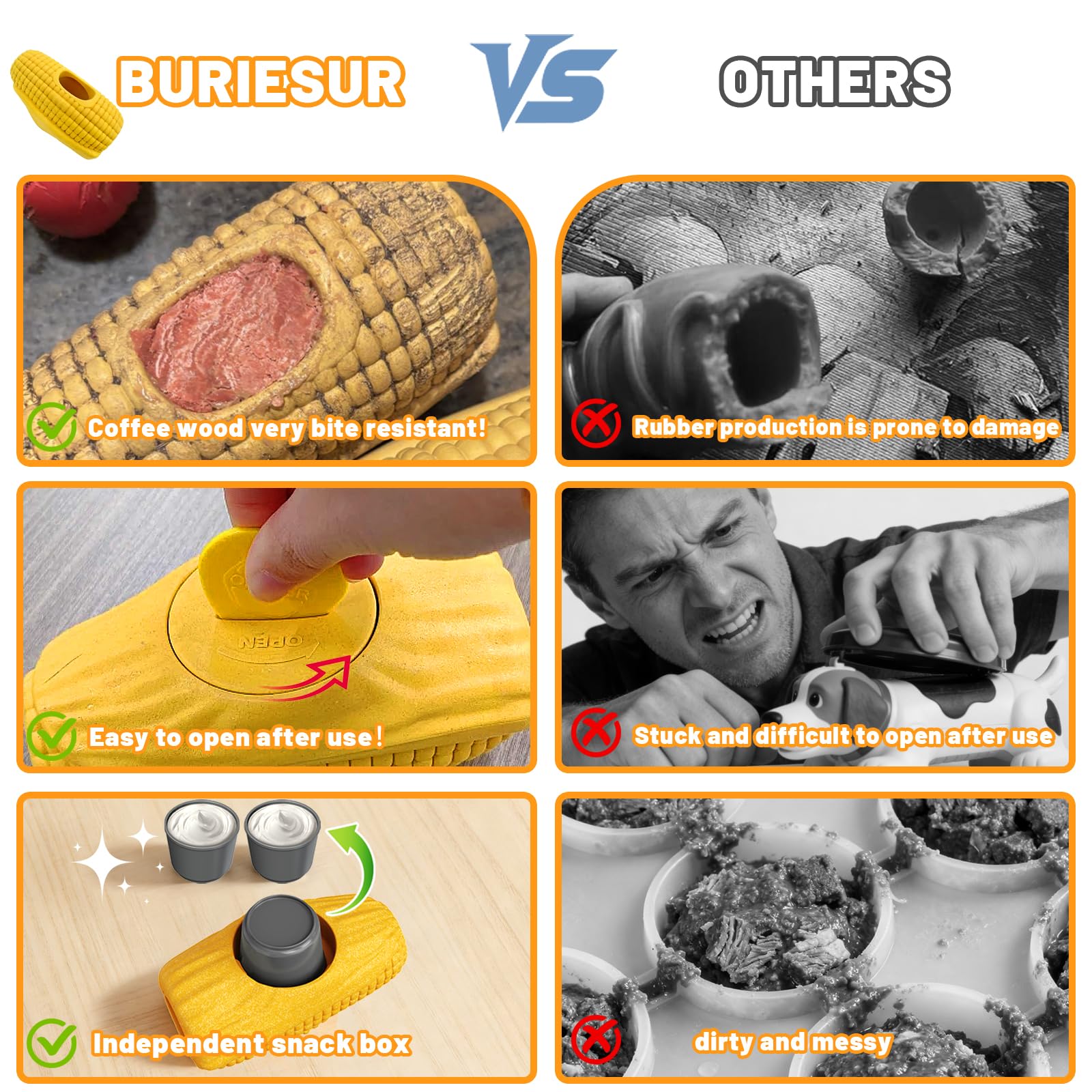 BURIESUR dog chew toy snack box inside demonstrates ready-to-fill treat dispenser
