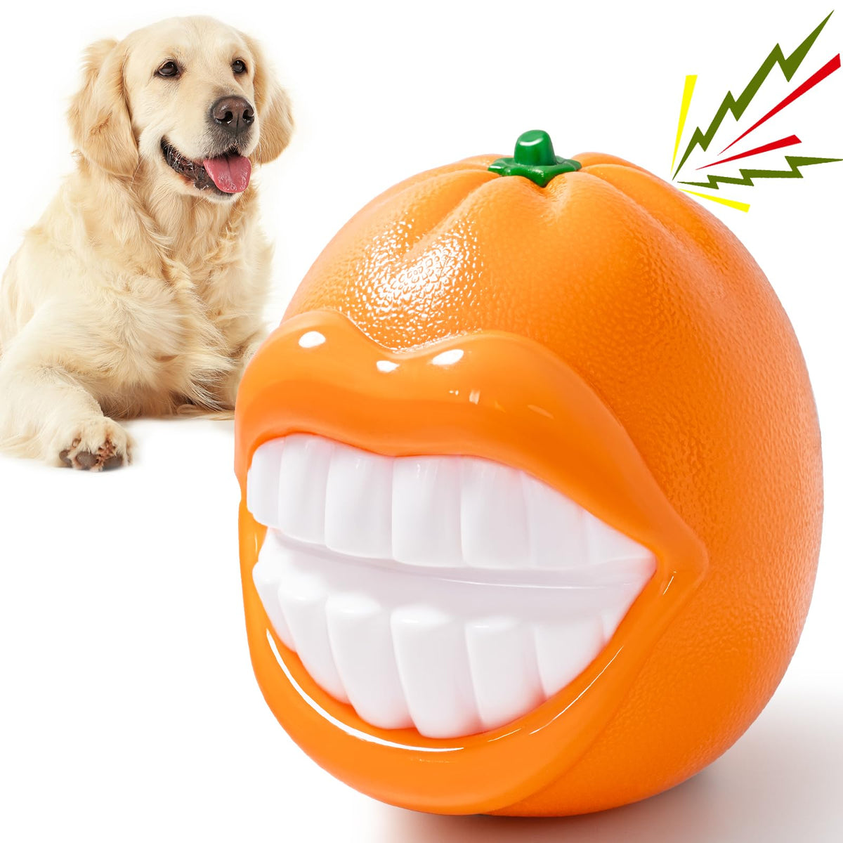 BURIESUR interactive-dog-toy-orange-squeaky-ball engages dogs during solo play.