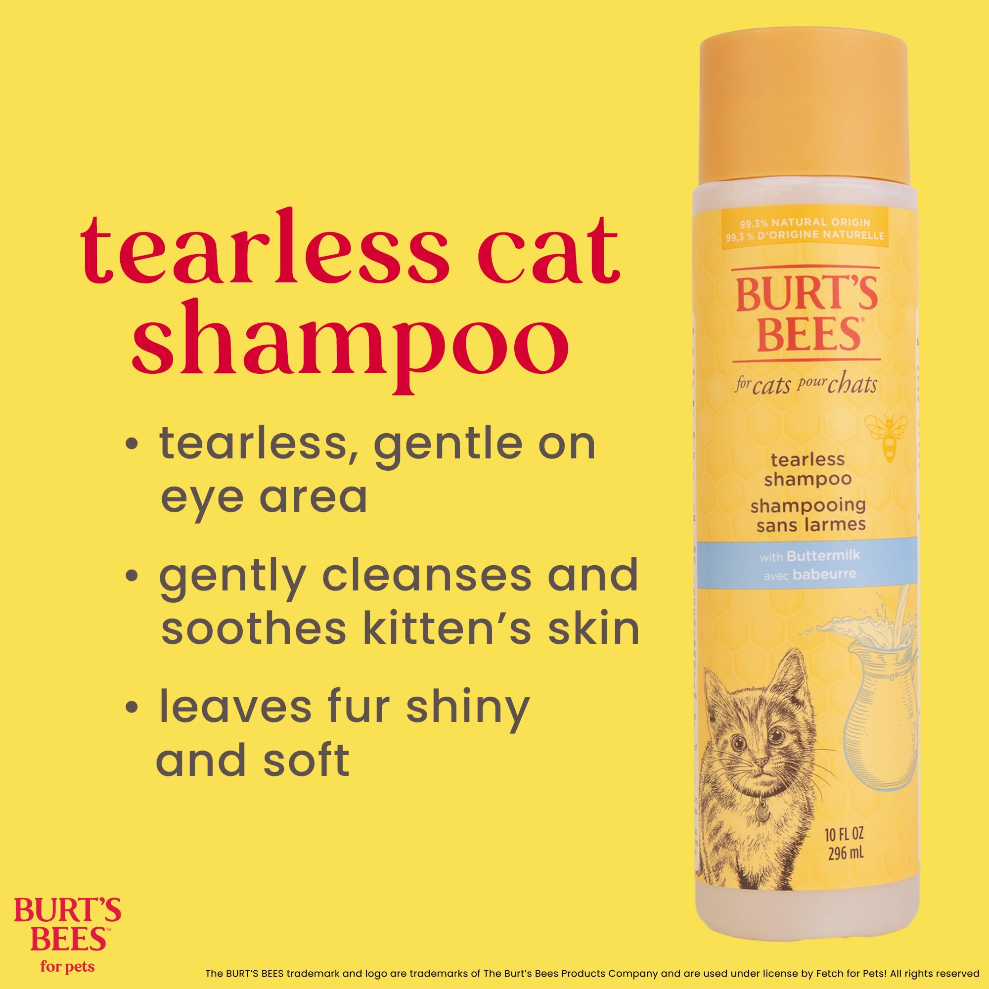 Burt's Bees for Pets Tearless Kitten Shampoo packaging made with 80% post-consumer recycled bottles