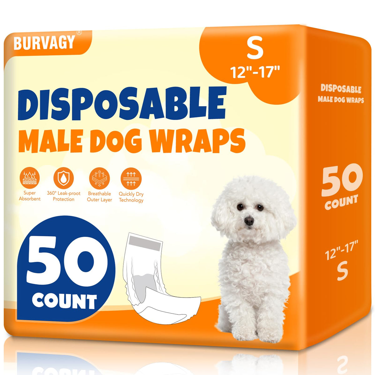 BURVAGY 50-count packs front view for quick setup and mess containment.