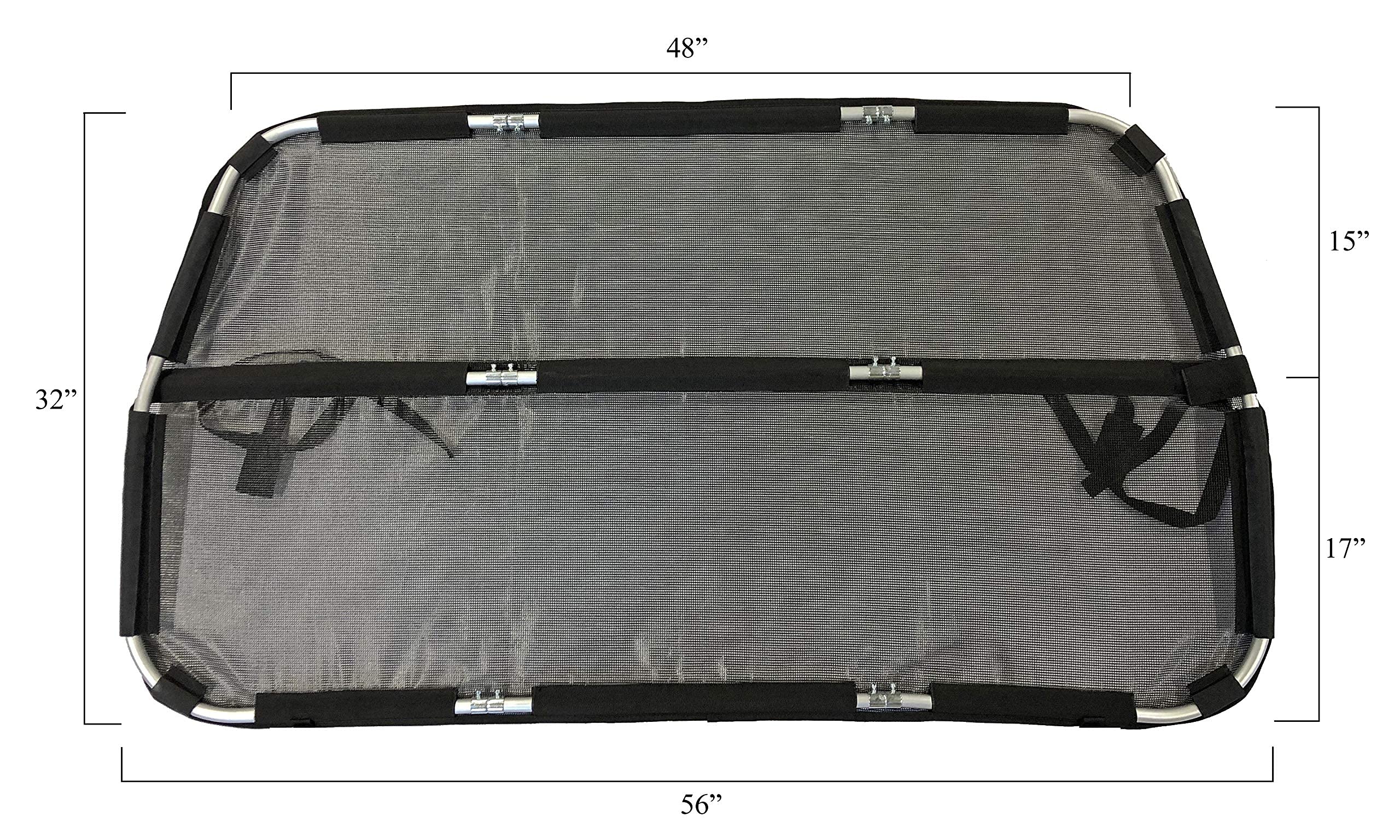 Bushwhacker Deluxe Dog Barrier backseat view highlights breathable mesh for airflow