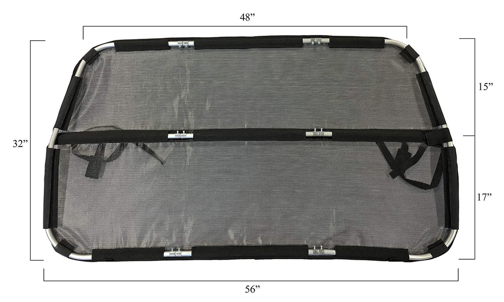 Bushwhacker Deluxe Dog Barrier backseat view highlights breathable mesh for airflow