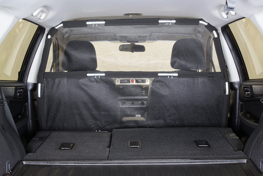 Bushwhacker Deluxe Dog Barrier cabin view highlights safe travel space