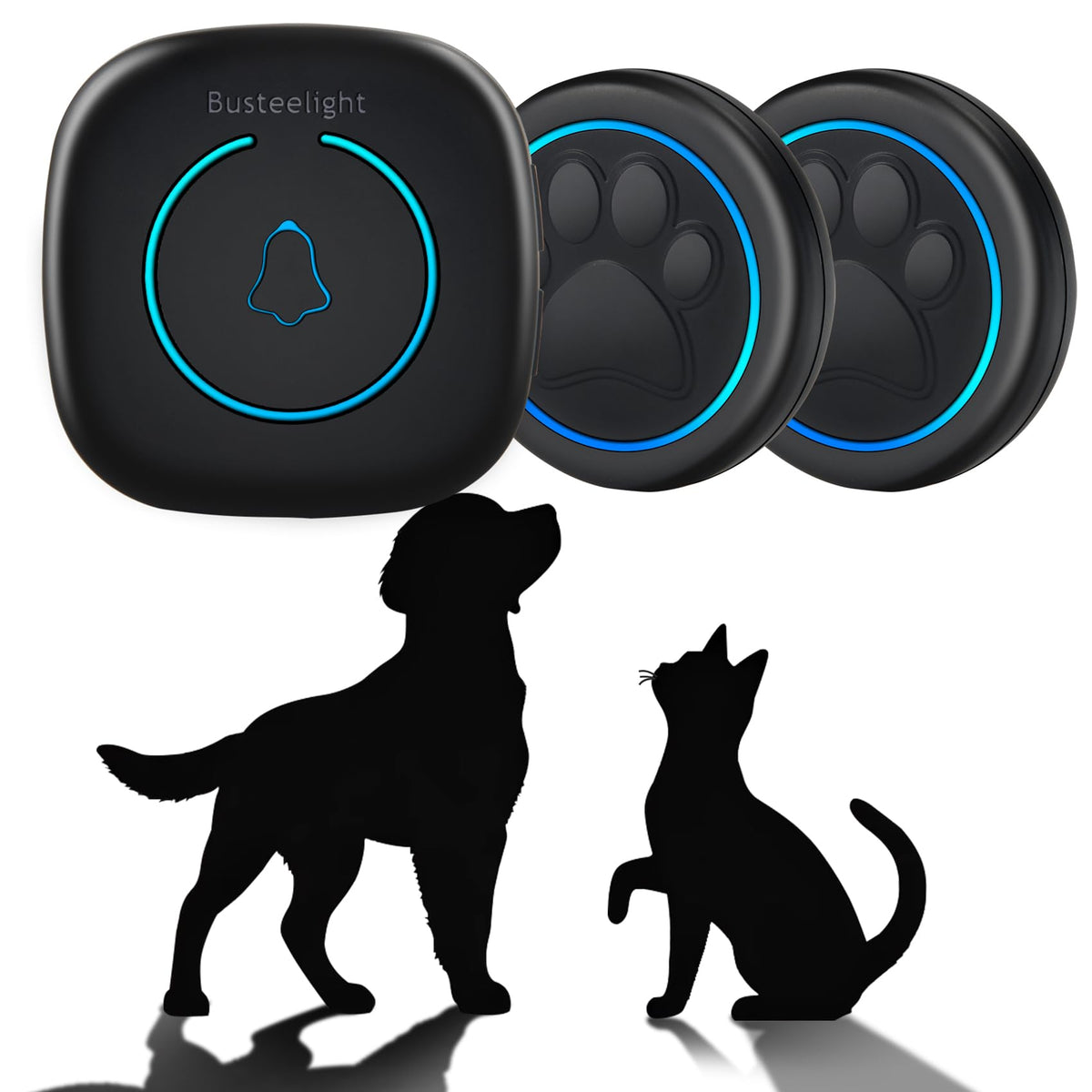 Busteelight Soft Ring Blk Dog Bell front-door setup for clear signaling across rooms.