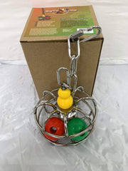 Busy Bird Impossi-Ball foraging toy setup supports large birds like macaws.