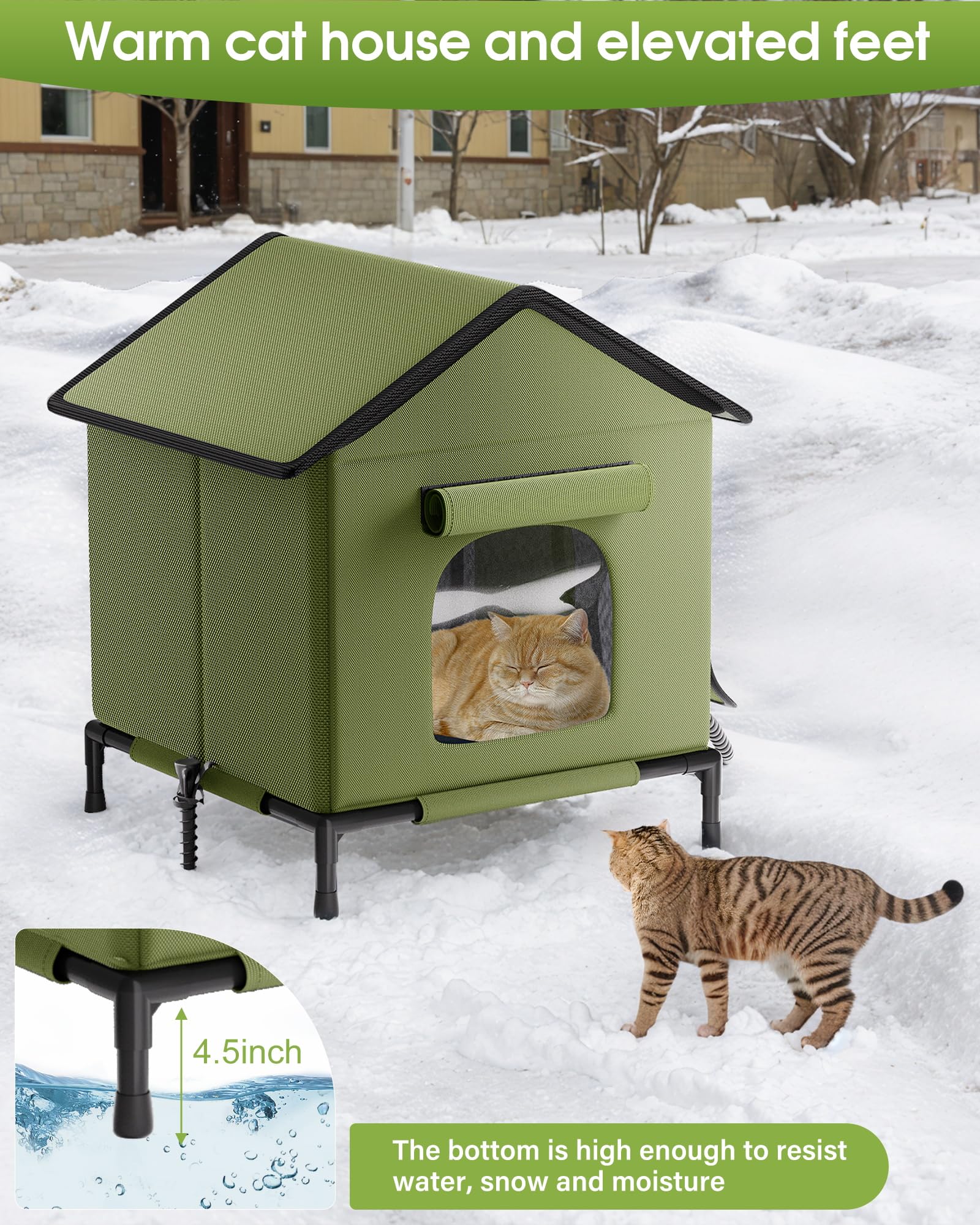 Butifoc heated outdoor cat house offers waterproof insulation for all-weather protection.