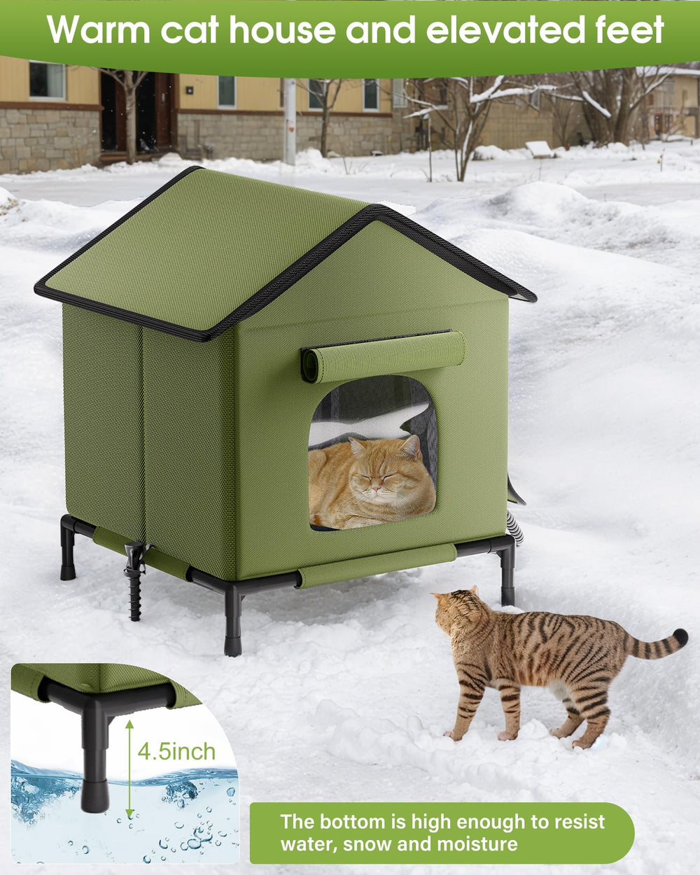 Butifoc heated outdoor cat house offers waterproof insulation for all-weather protection.