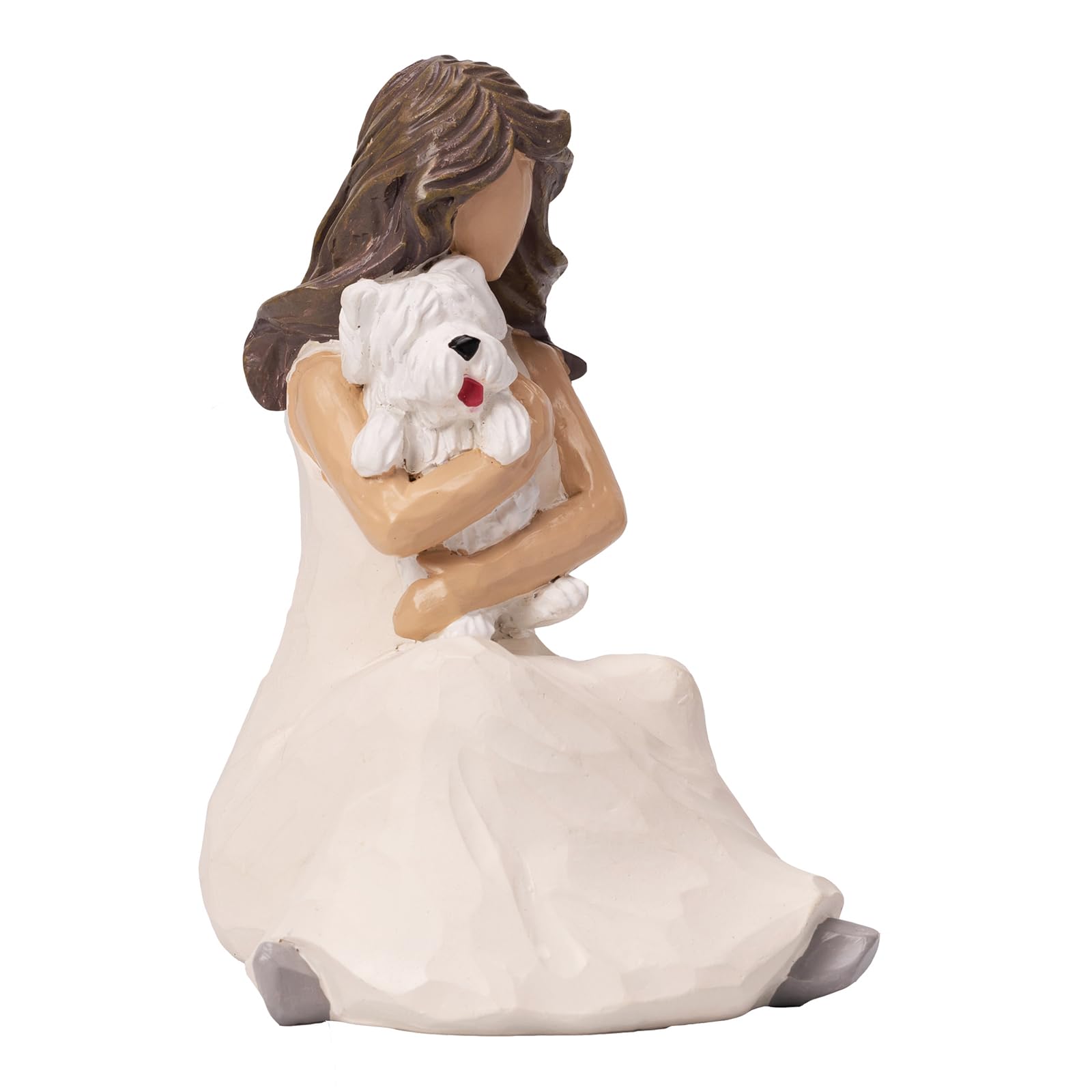 BUTILIVEEN woman with dog figurine on mantel enhances home decor and memory.