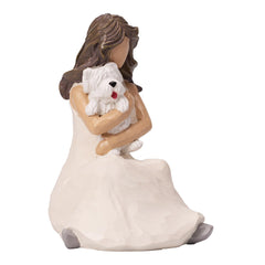 BUTILIVEEN woman with dog figurine on mantel enhances home decor and memory.
