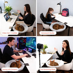 ButtonwoodNest cat desk bed g-clip secures safely for desk-mounted use