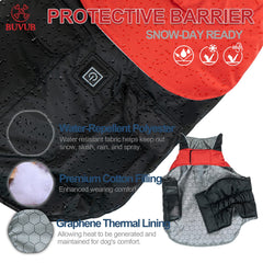 BUVUB heated dog warm coat power bank pocket for on-the-go warmth up to five hours