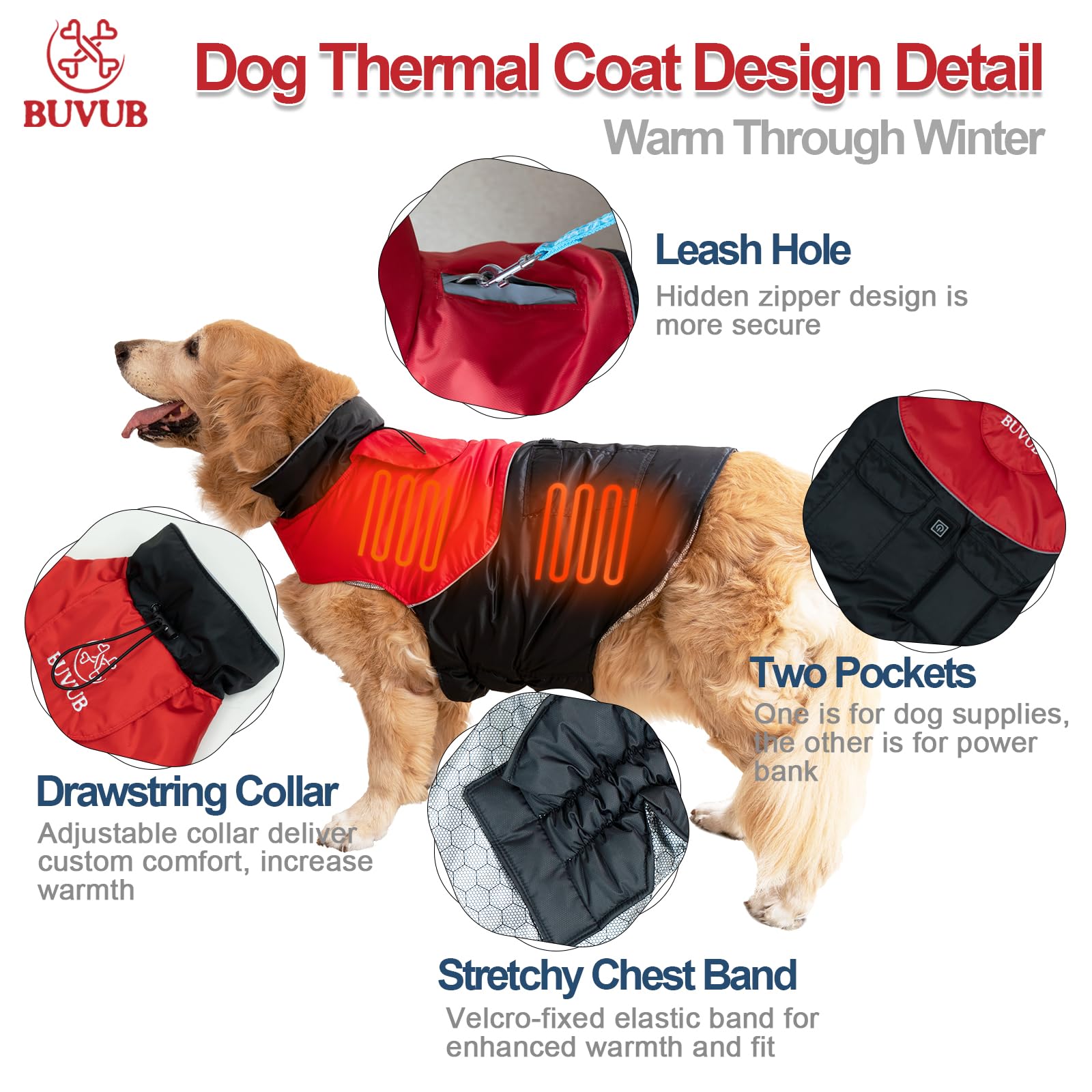 BUVUB coat with power bank pocket shows ready warmth on long outdoor adventures.