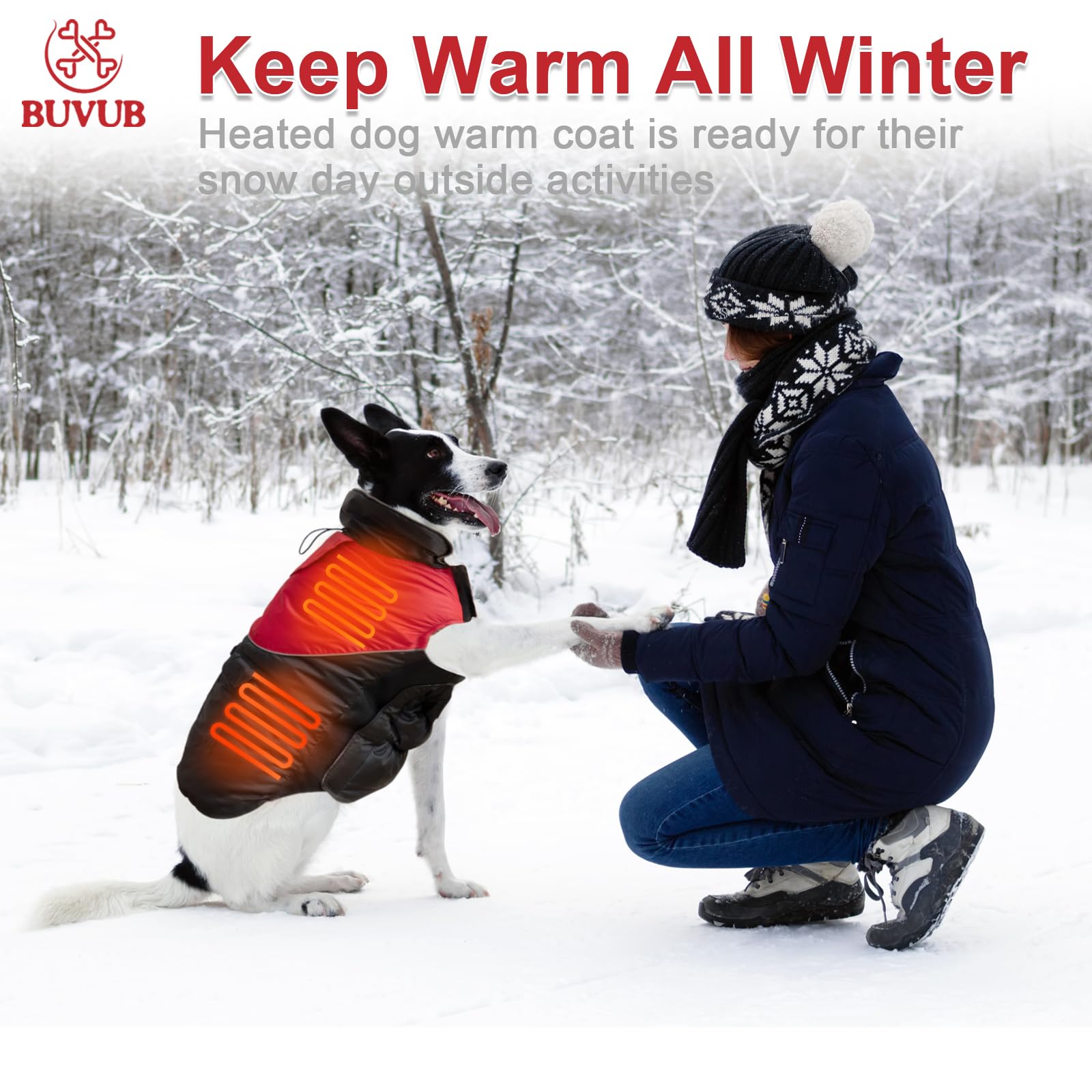 BUVUB reflective strips and waterproof fabric aid safety and comfort in rain or snow.