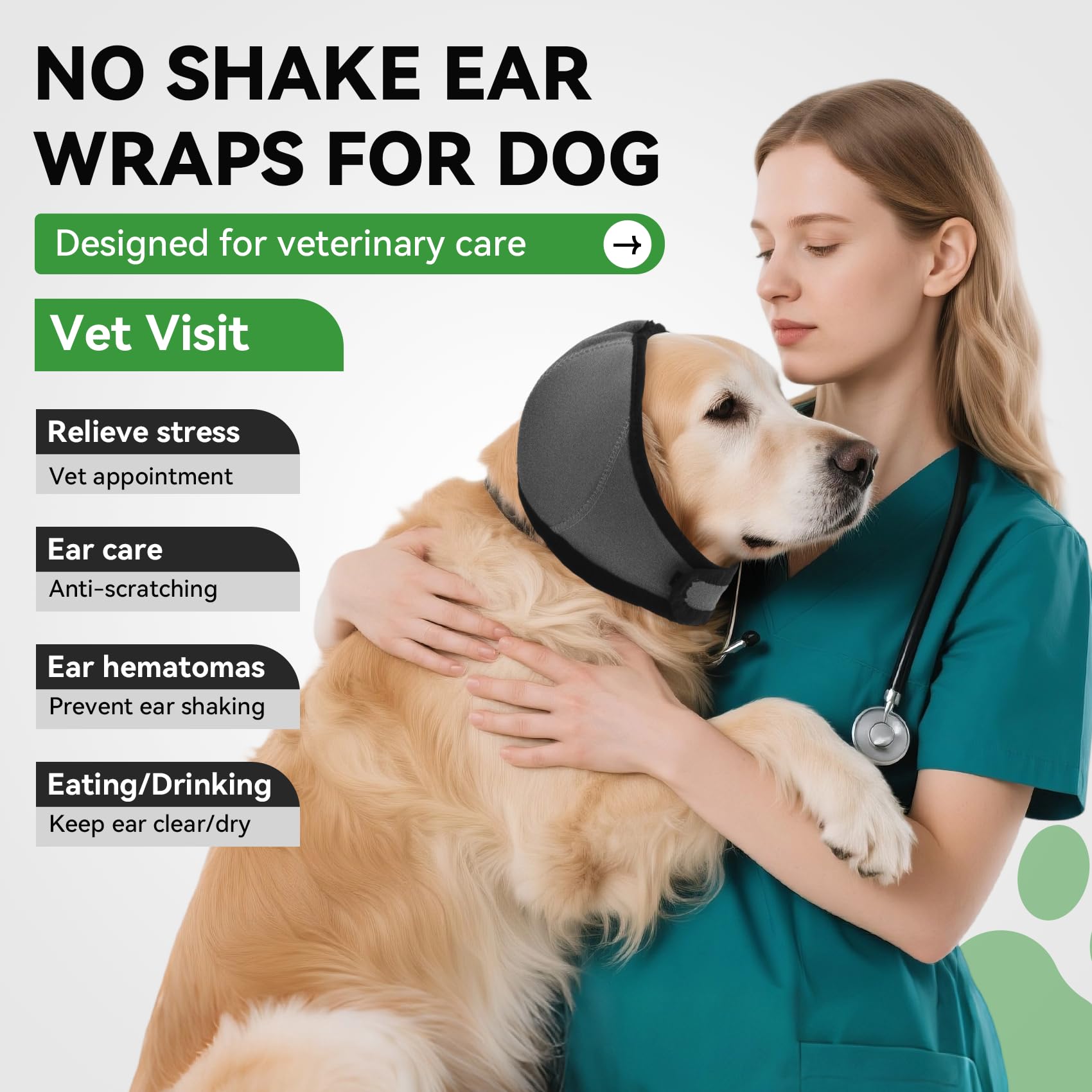 BUWZUJR ear protection aids vet visits by shielding ears during exams.