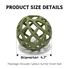 BUYBYLOV tortoise treat ball rolling action encourages chasing and exercise.