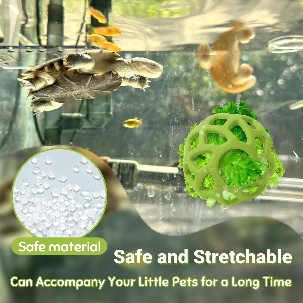 BUYBYLOV Turtle Feeder Ball set showcasing easy-clean rubber surface