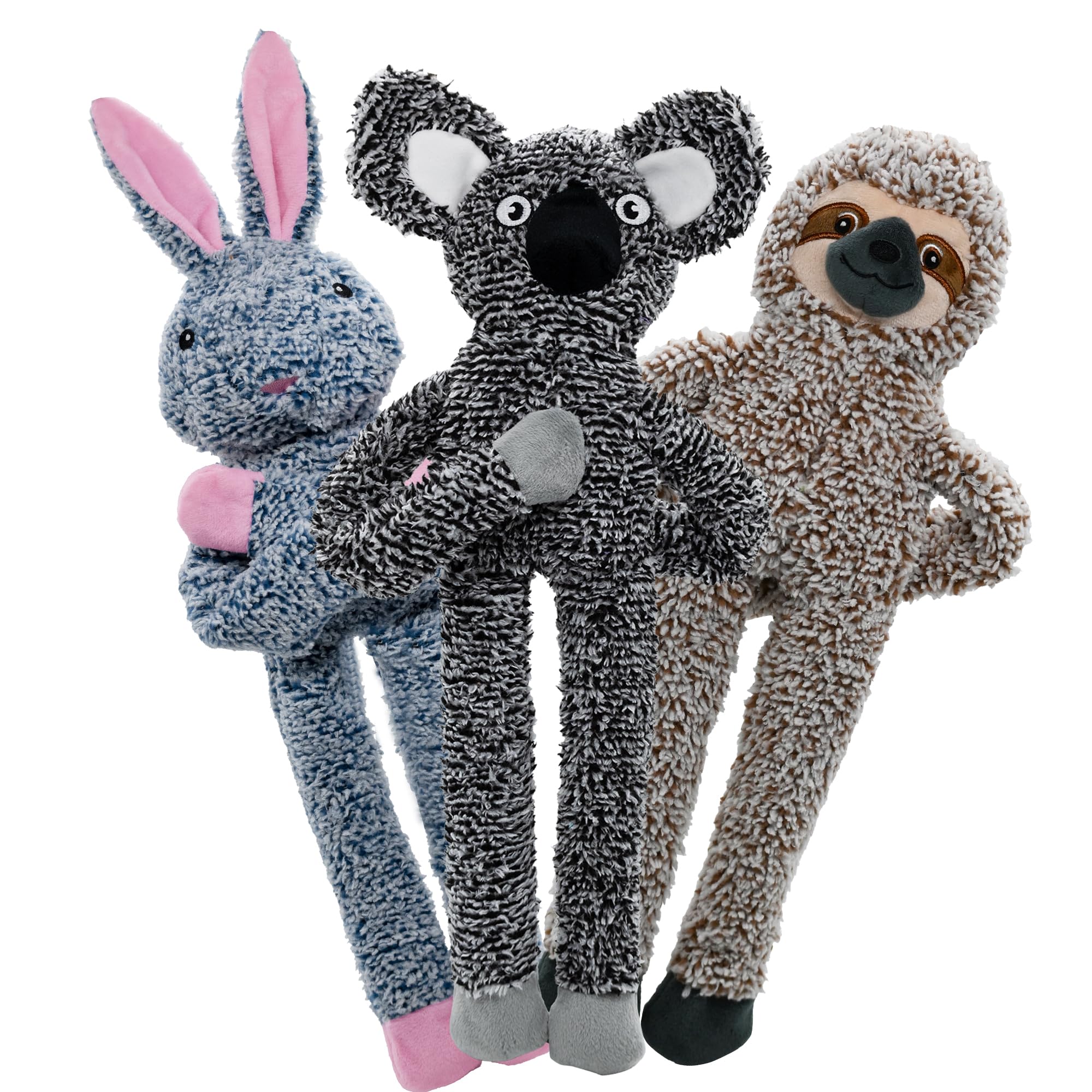 BUYPOW 3-pack rabbit toy highlights no-stuffing plush for gentle teething play