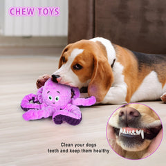 BUYPOW Octopus toy purple double stitch demonstrates durability for persistent chewers.