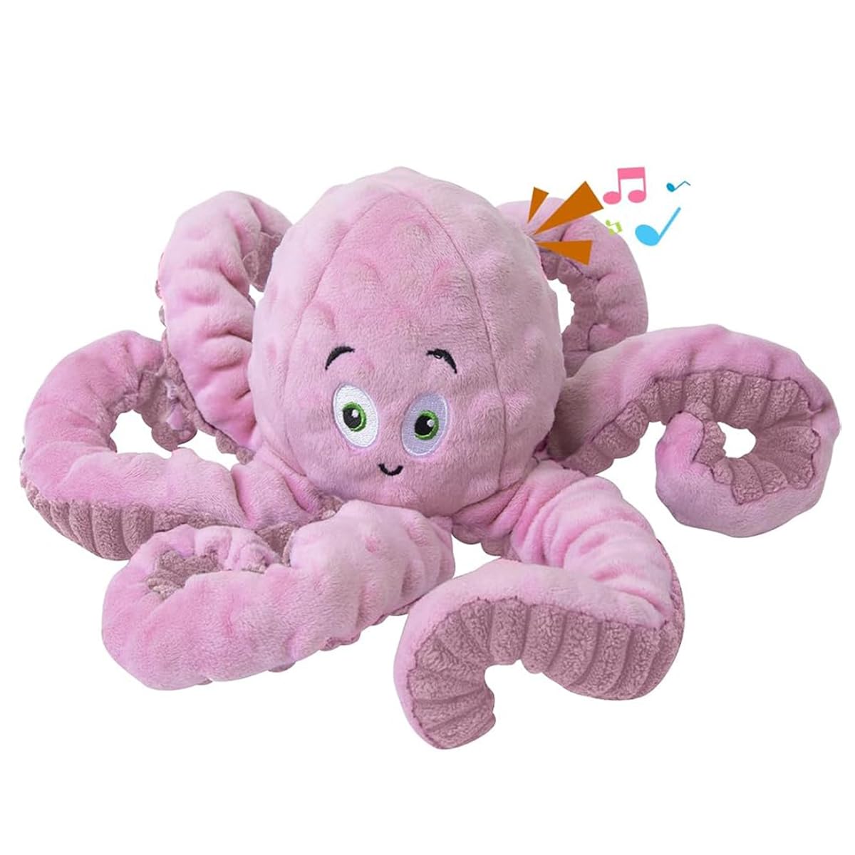 BUYPOW Dog Squeaky Toy Octopus pink front view promotes interactive play and mental stimulation.
