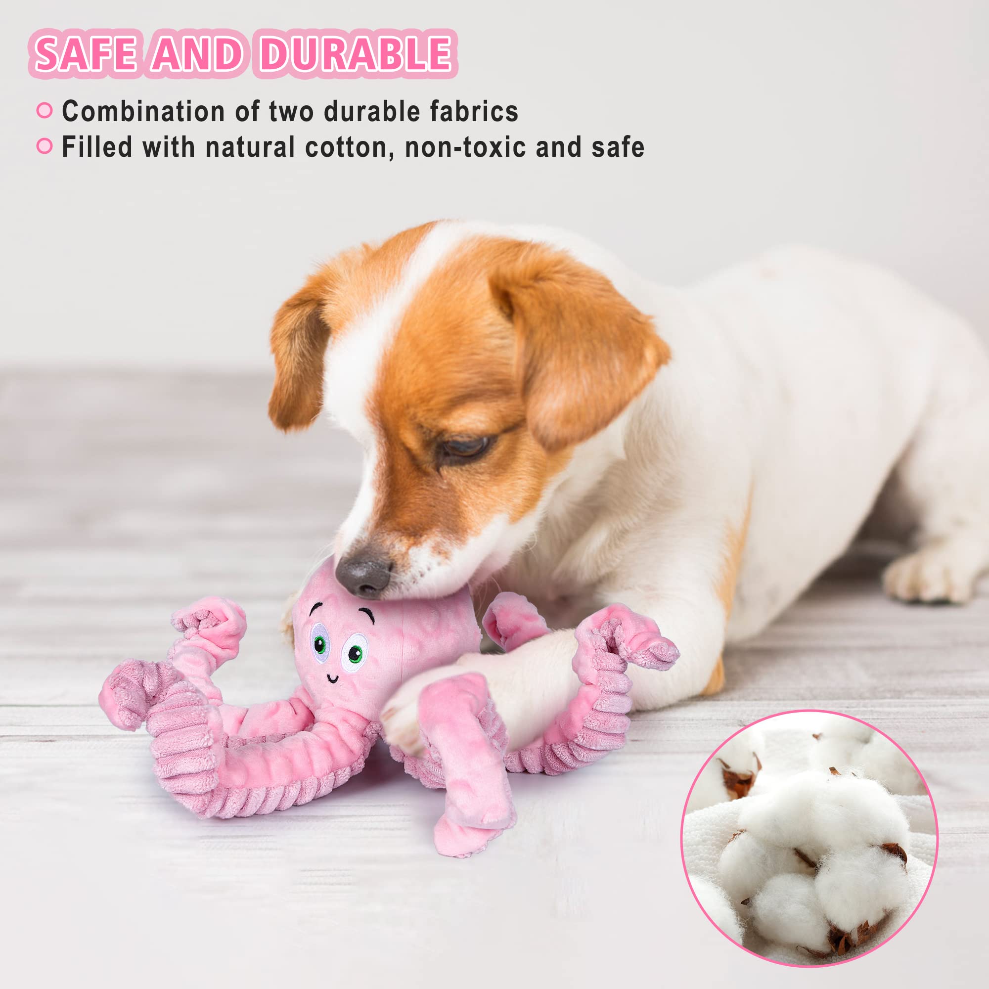 BUYPOW Octopus plush toy pink teeth massage area supports gentle chewing sessions.
