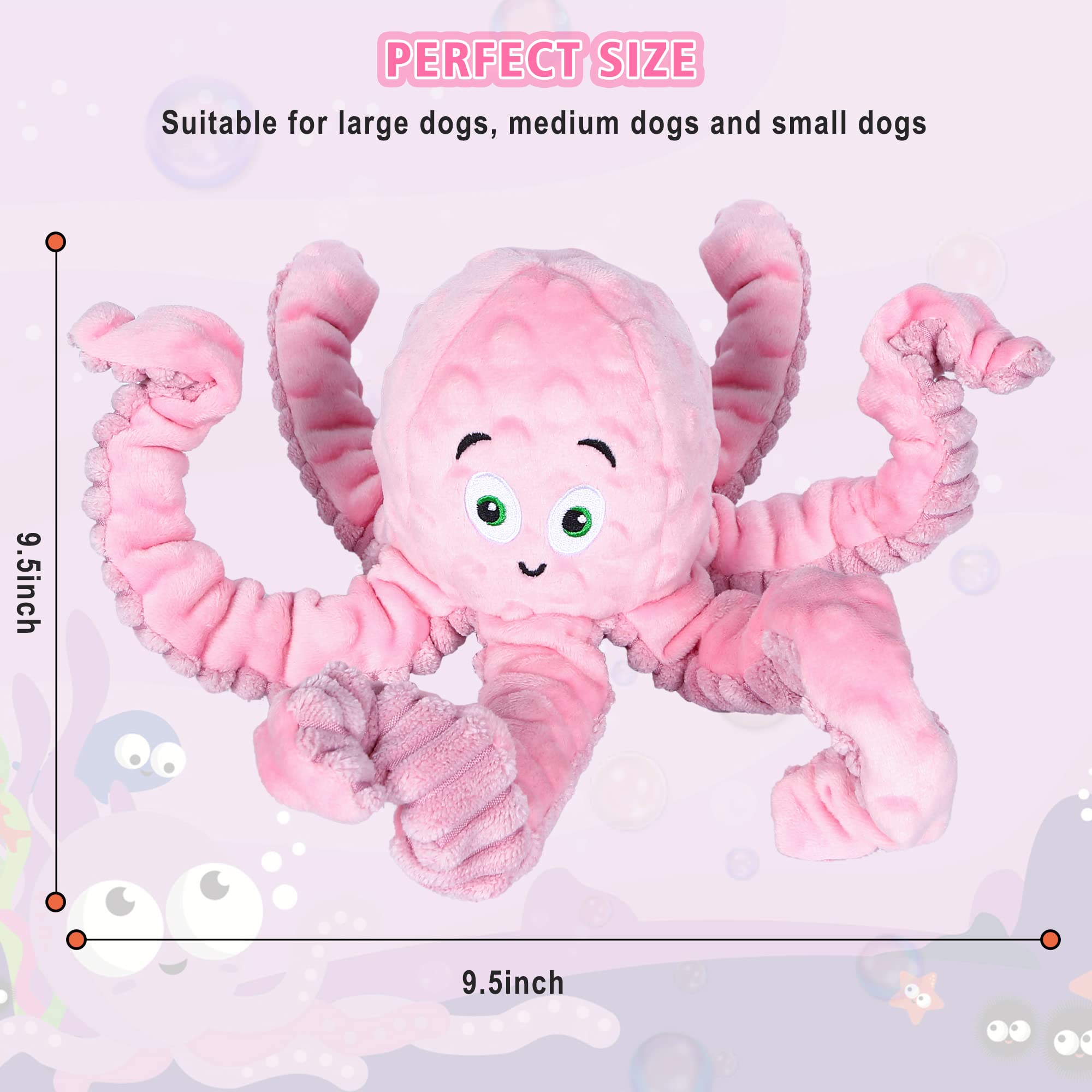 BUYPOW Octopus plush toy pink waterproof fabric protects stuffing during play.