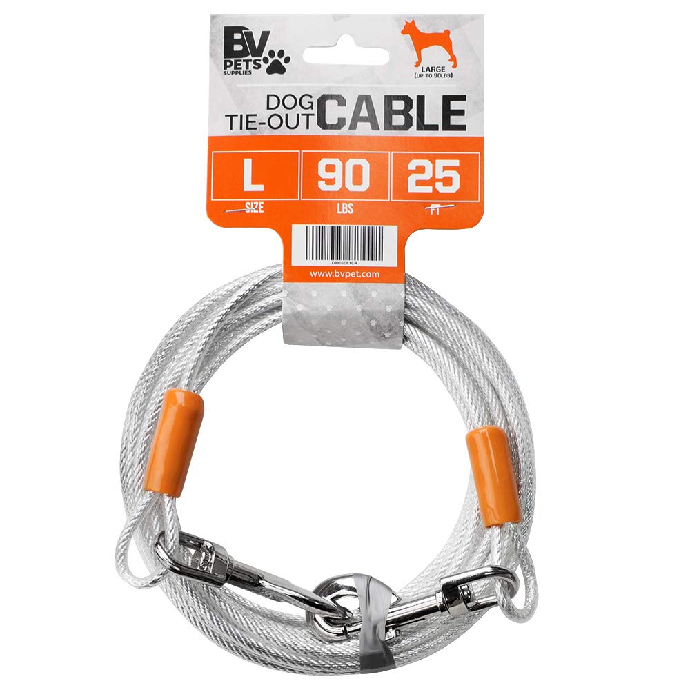 BV Dog Tie Out Cable 25ft in use for secure backyard control