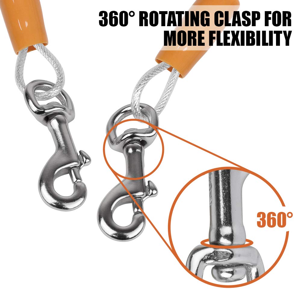 BV Dog Tie Out Cable 360° rotating clasp reduces tangling