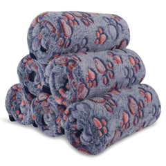 BVAGSS 6 pack small dog blanket paw print closeup showing plush warmth