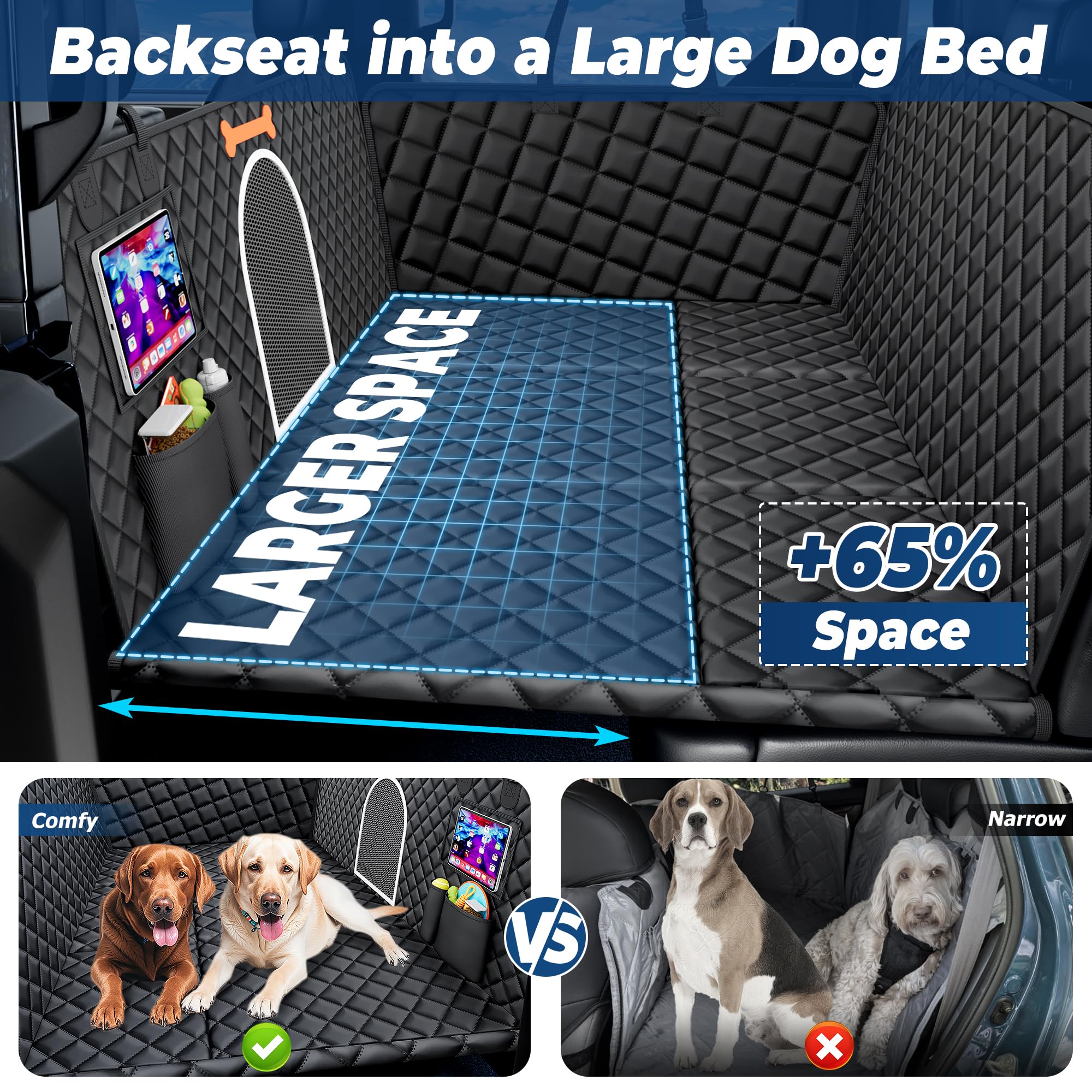 Bwakd XXL dog truck seat cover crush-proof bottom supports up to 400 lbs