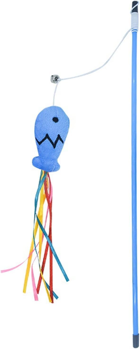 BWESOO Blue Cat Wand Teaser shows the colorful fish-teaser wand for interactive play.