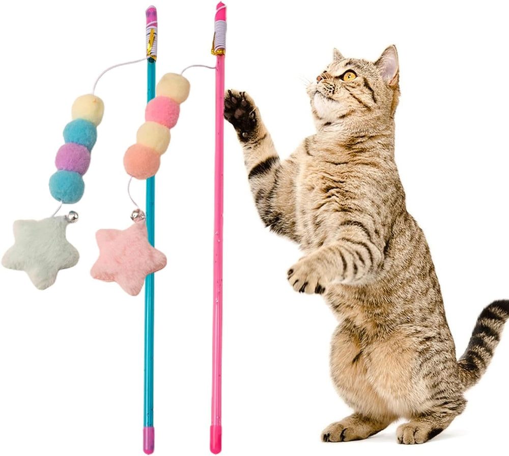 BWESOO pink-cat-stick-toy-comfortable-grip provides secure handling during teaser play.