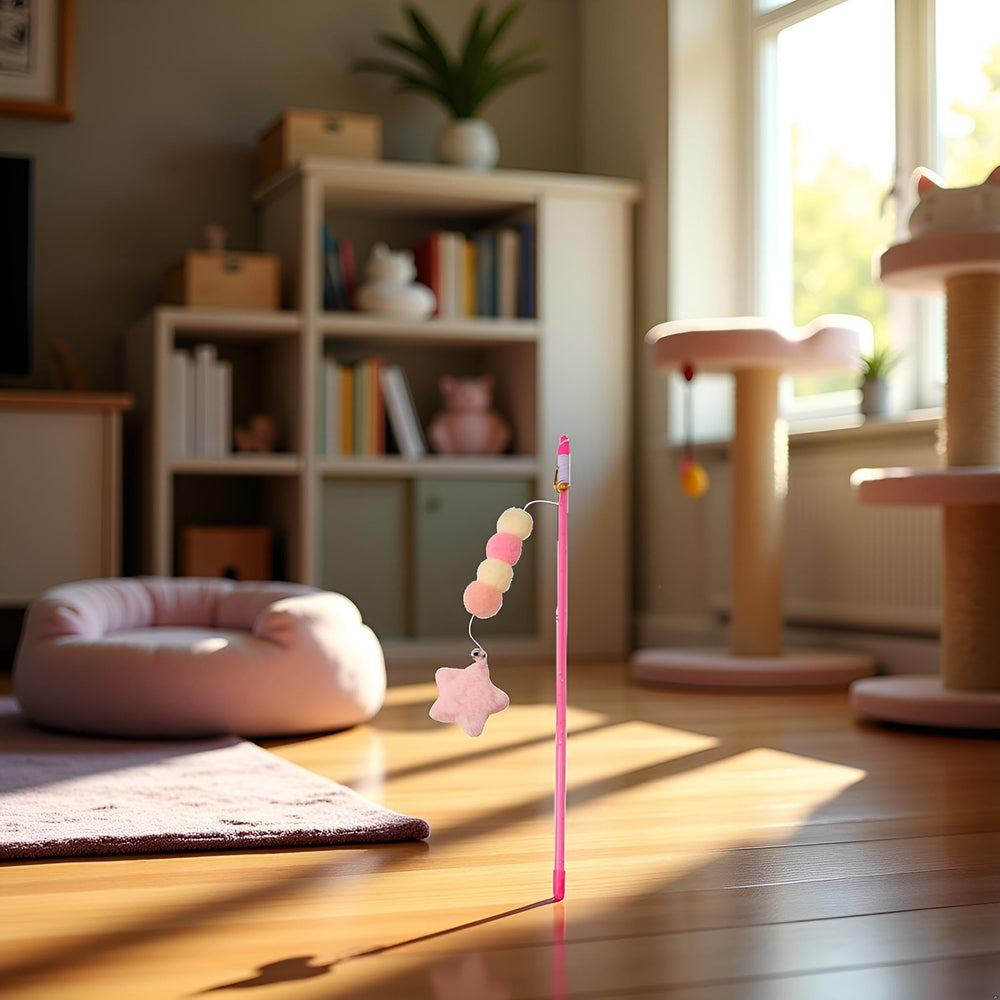 BWESOO pink-cat-stick-toy-interactive-bonding enables bonding time during guided play.
