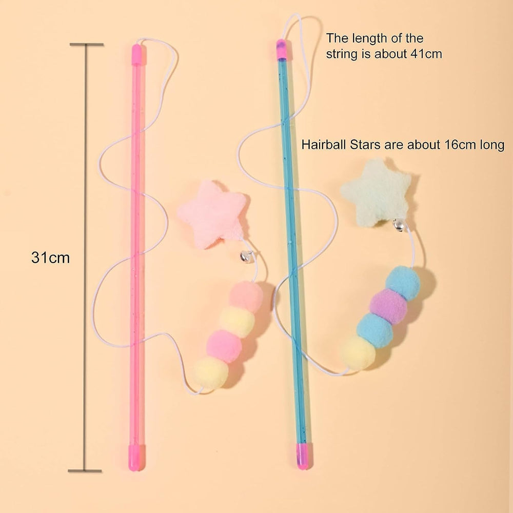 BWESOO pink-cat-stick-toy-star-pendant adds visual appeal for active chasing sessions.