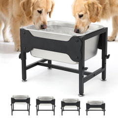 BWOGUE 3 Gal elevated water bowl on stand, durable for large dogs.