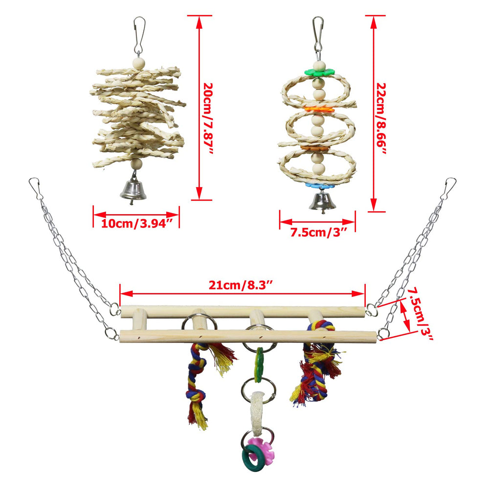BWOGUE Bird Toys hanging hammock piece encourages perching and relaxing breaks.