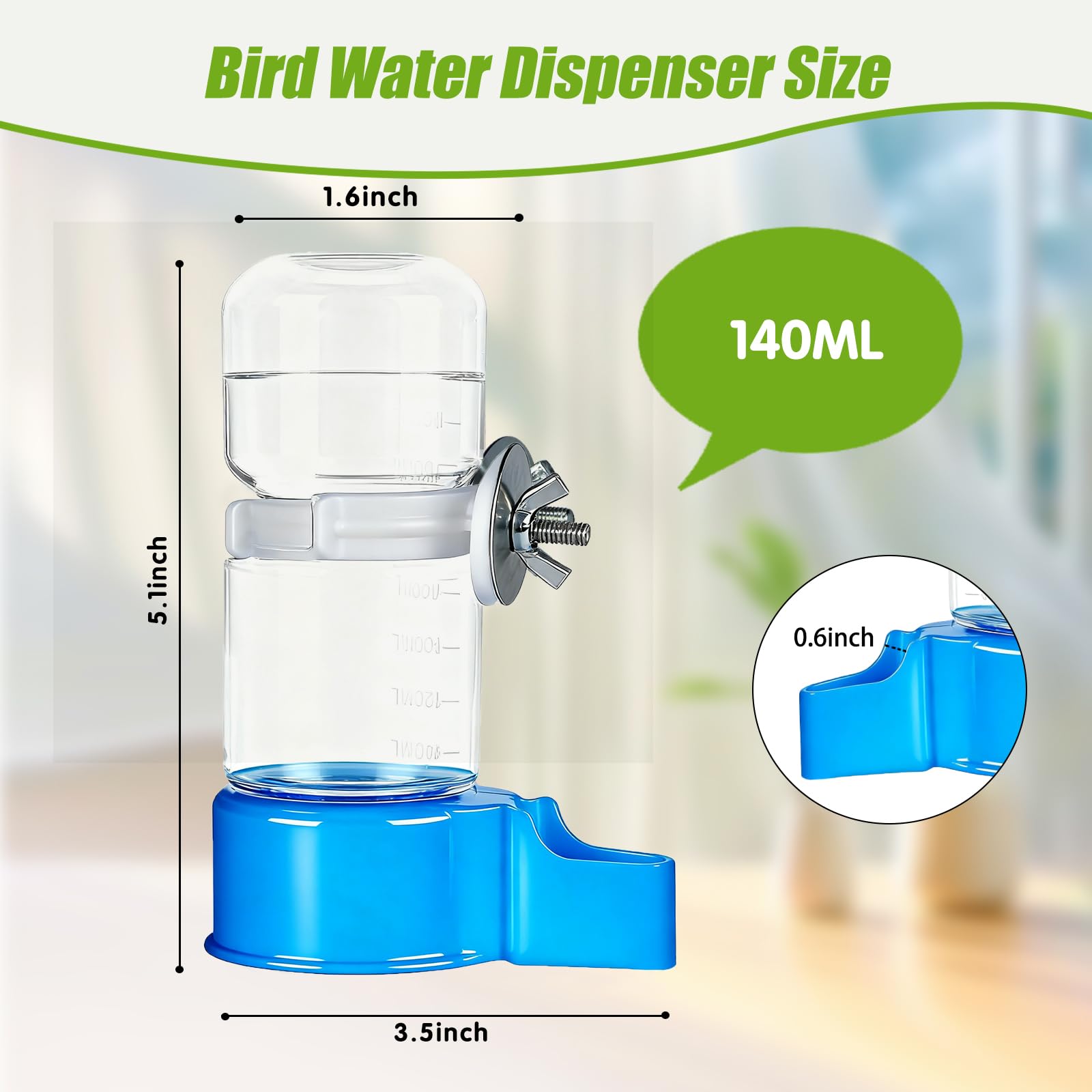 BWOGUE automatic waterer demonstrates gravity-flow design for drip-free, tidy cages.