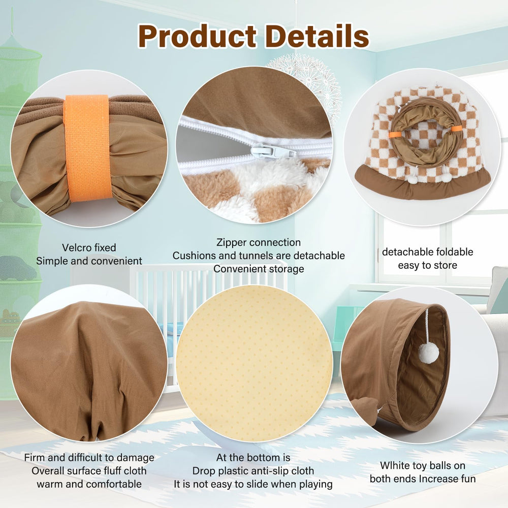 BWOGUE Bunny Tunnel Bed coffee removable bed shows versatile sleep area.