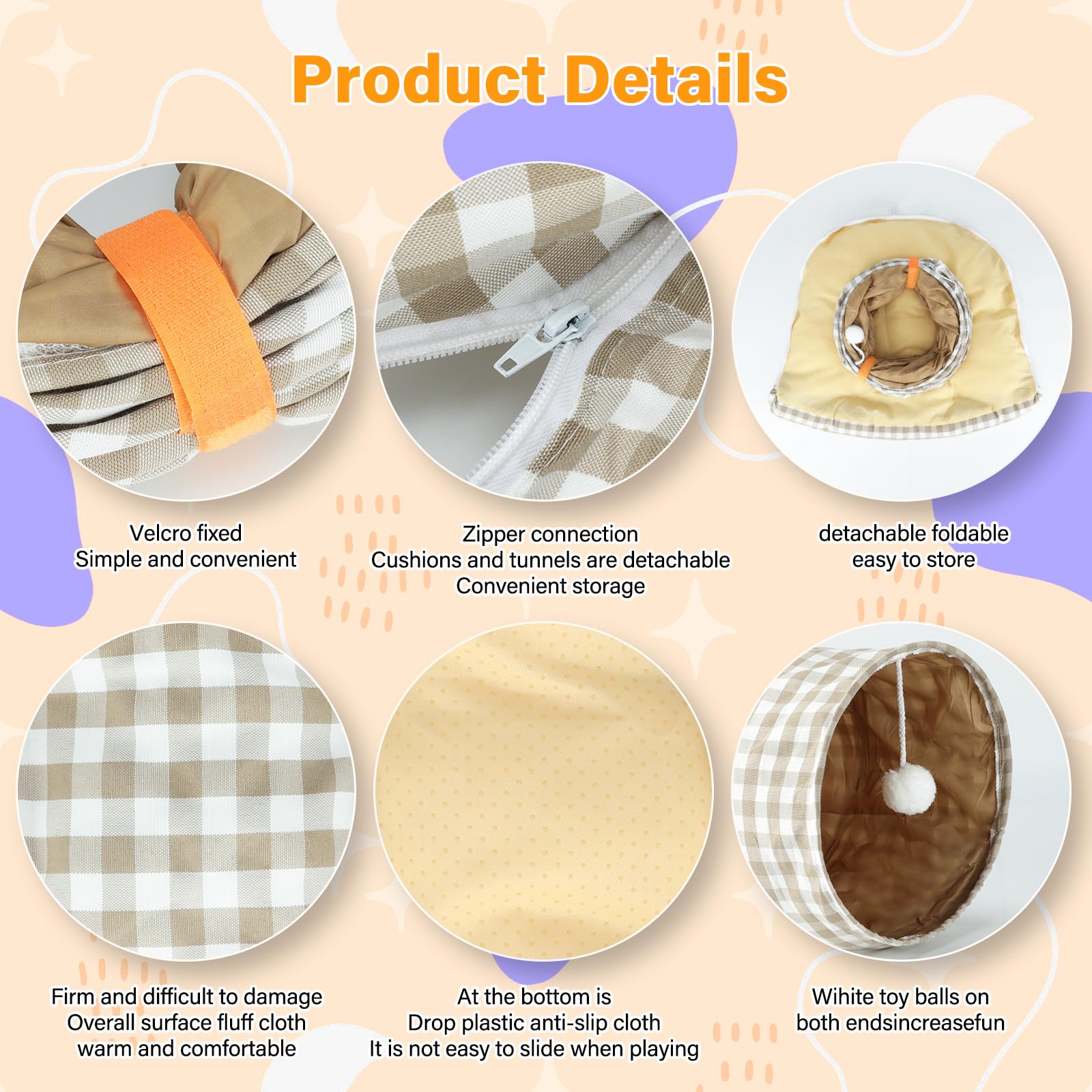 BWOGUE Bunny Tunnel Bed detachable cushion for quick washing after cozy lounging.