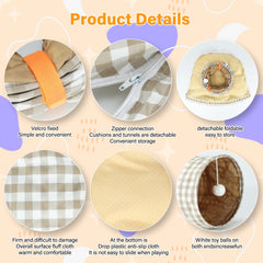 BWOGUE Bunny Tunnel Bed detachable cushion for quick washing after cozy lounging.