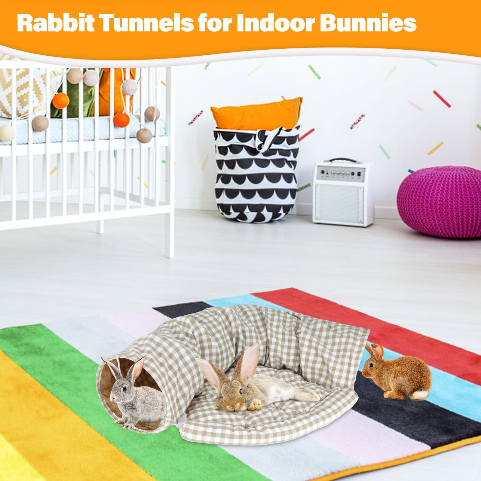 BWOGUE Bunny Tunnel Bed suitable for small pets like guinea pigs and dwarf rabbits.