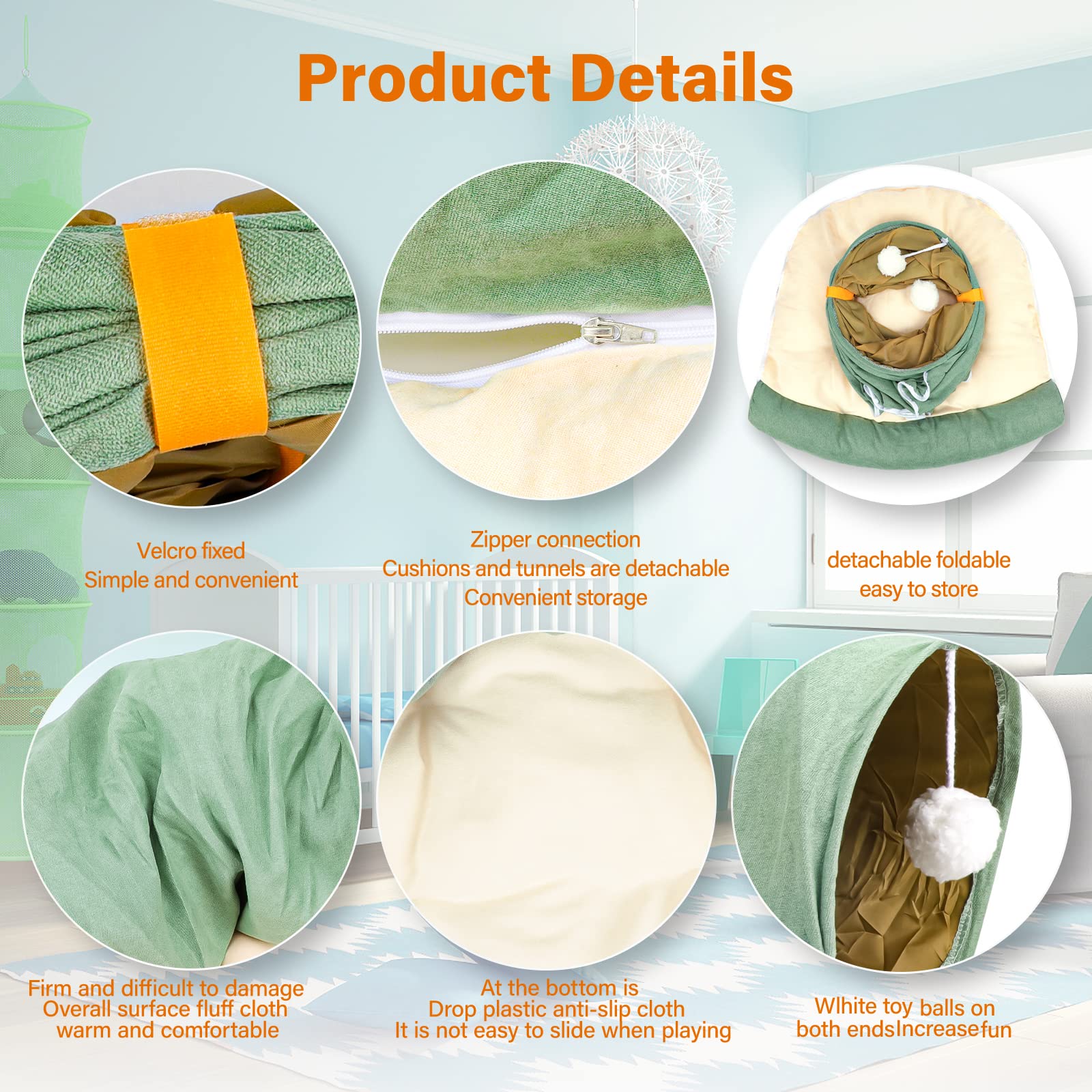 BWOGUE Bunny Tunnel Bed removable mat enables quick washing and refreshing