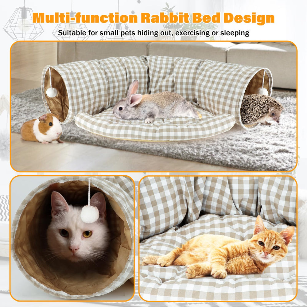 BWOGUE Bunny Tunnel Bed suede fabric with flexible steel frame for durable comfort.