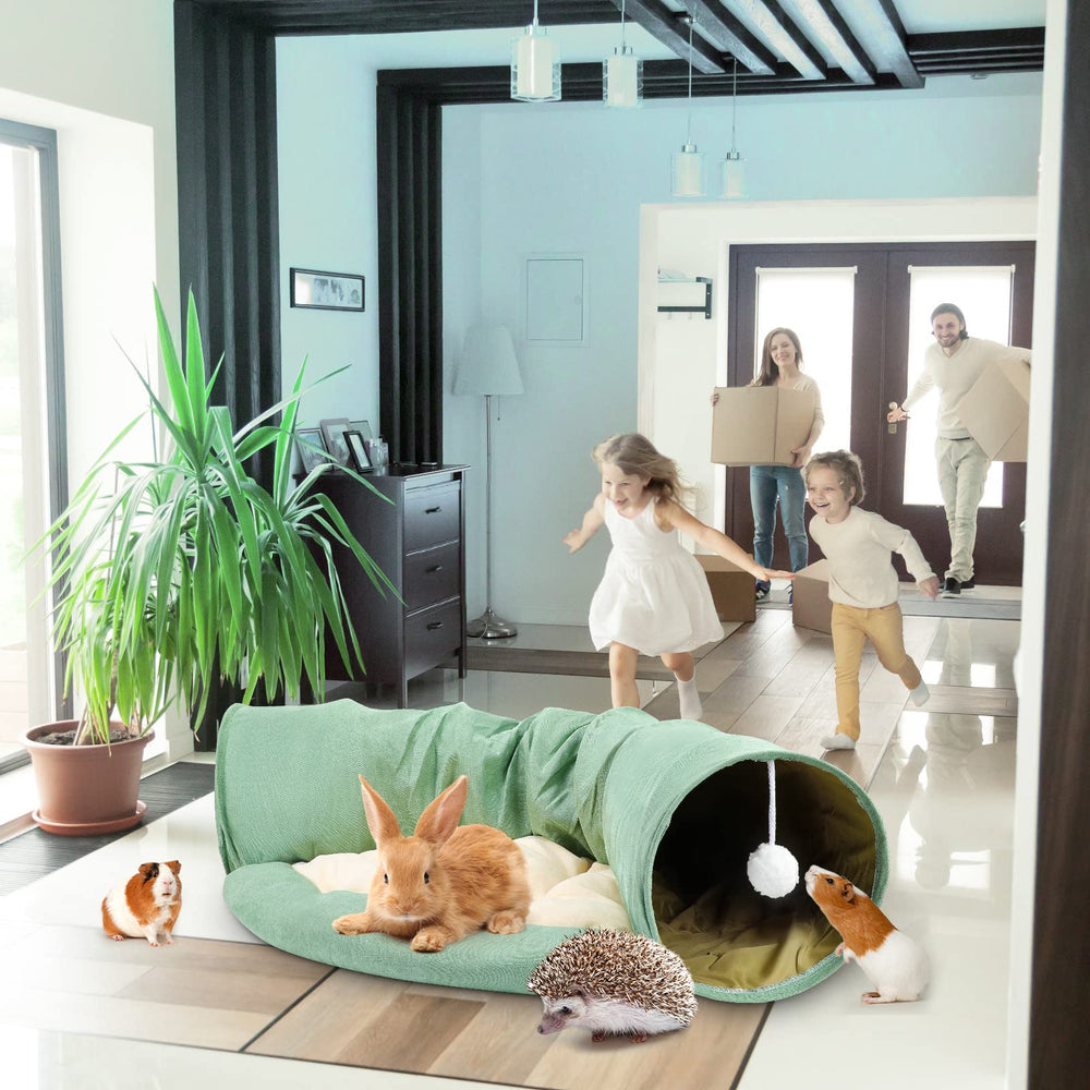 BWOGUE Bunny Tunnel Bed suede fabric delivers soft, scratch-resistant comfort