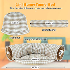 BWOGUE Bunny Tunnel Bed with built-in ball toy for active, solo play sessions.
