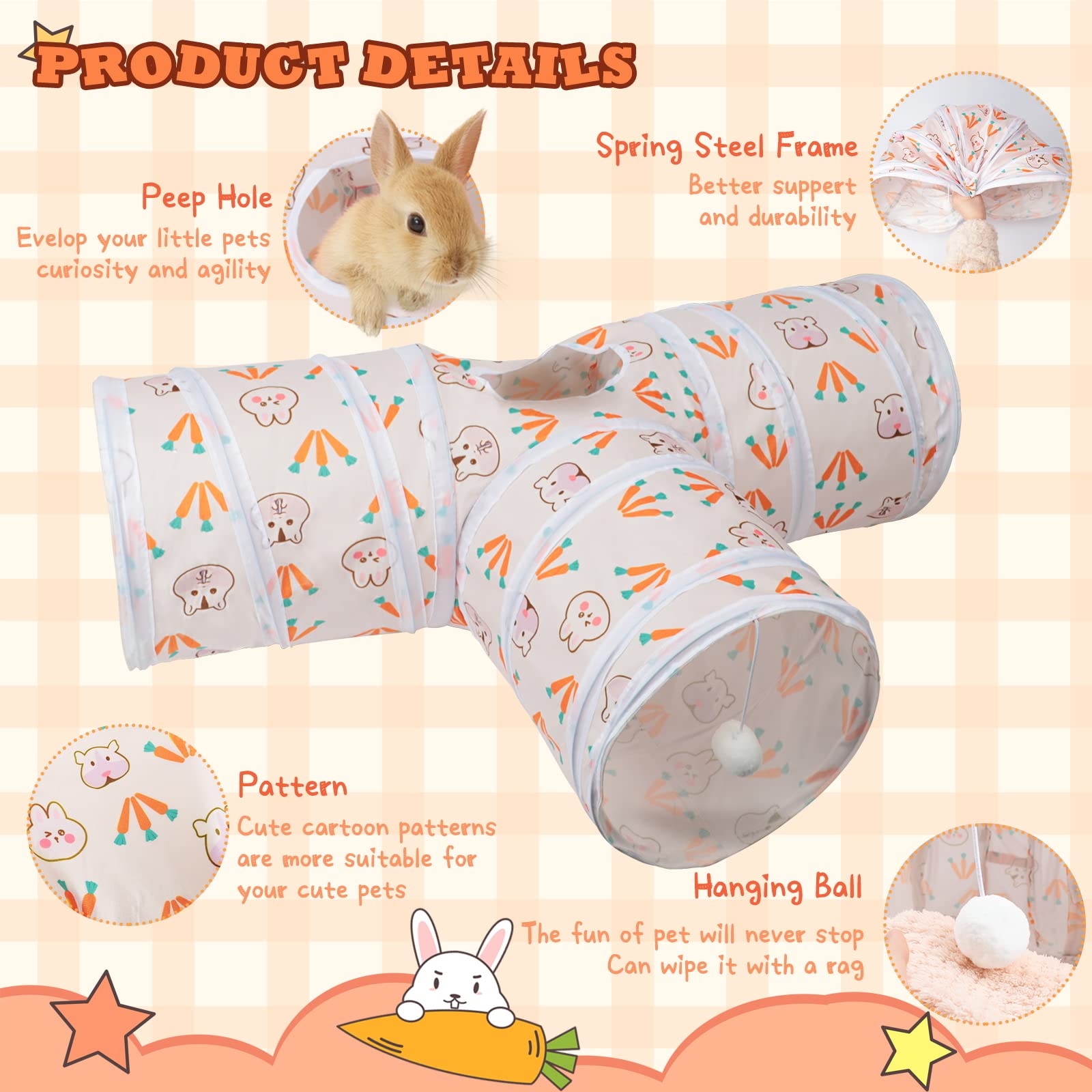 BWOGUE Bunny Tunnels peephole lets pets peek and explore safely.