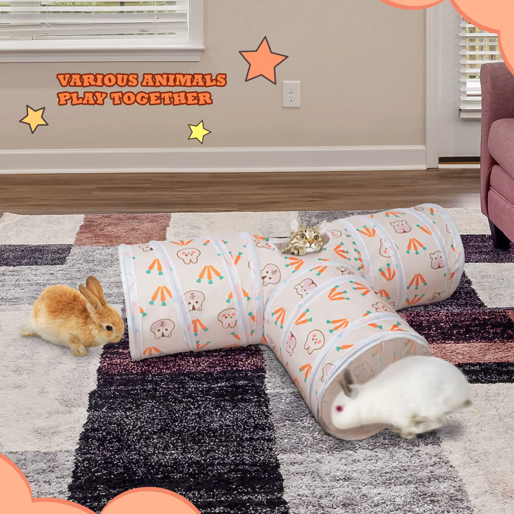 BWOGUE Bunny Tunnels durable fabric resists tearing during play.
