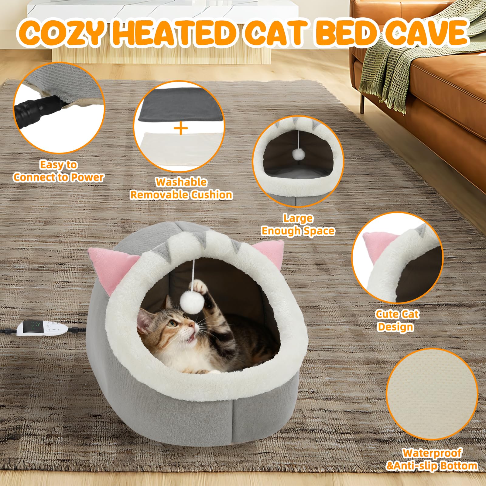 BWOGUE cat bed features soft plush material for comfortable resting